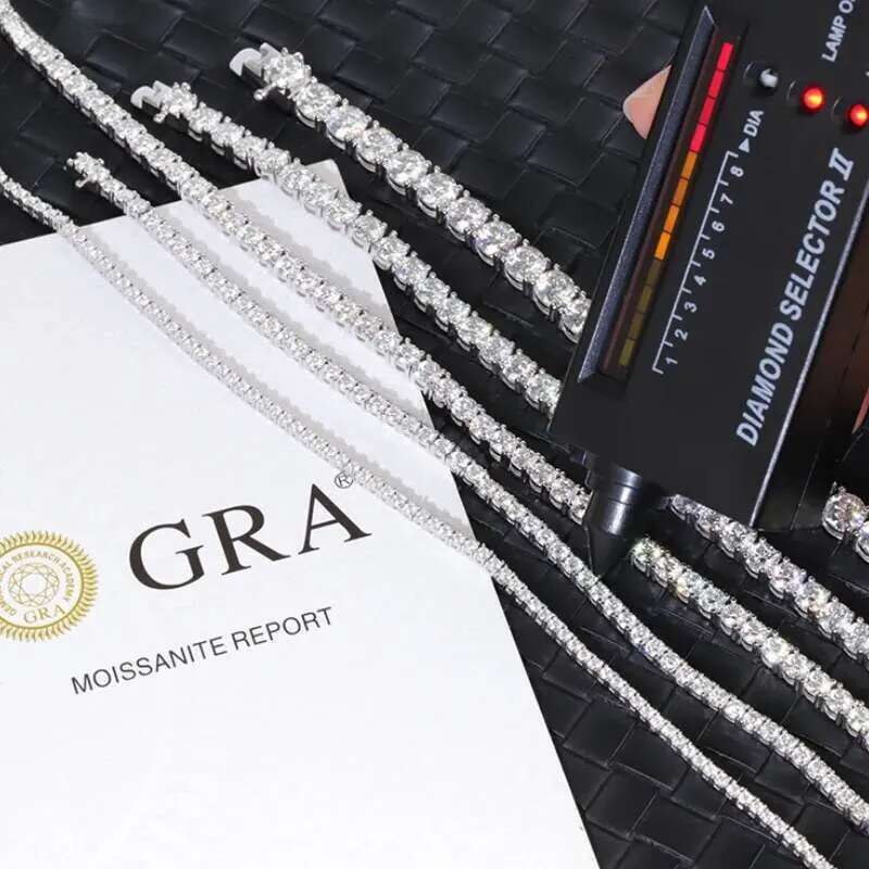 Elegant 2mm Moissanite Tennis Chain Necklace - Gra-Certified VVS Quality in Sterling Silver
