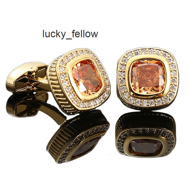 2024 New Boyi Cufflinks Mens Light Luxury Womens Fat square Moissanite French Shirt Gemstone Diamond Cuff Buckles Cross