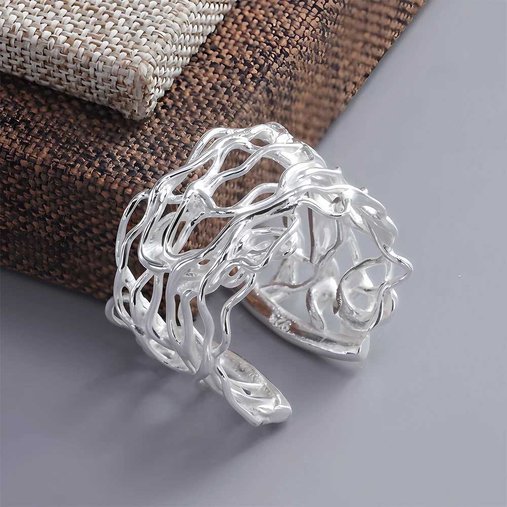 Sam Panda 925 sterling silver skeleton irregular grid line ring womens gift geometric jewelry direct shippingXJ250412