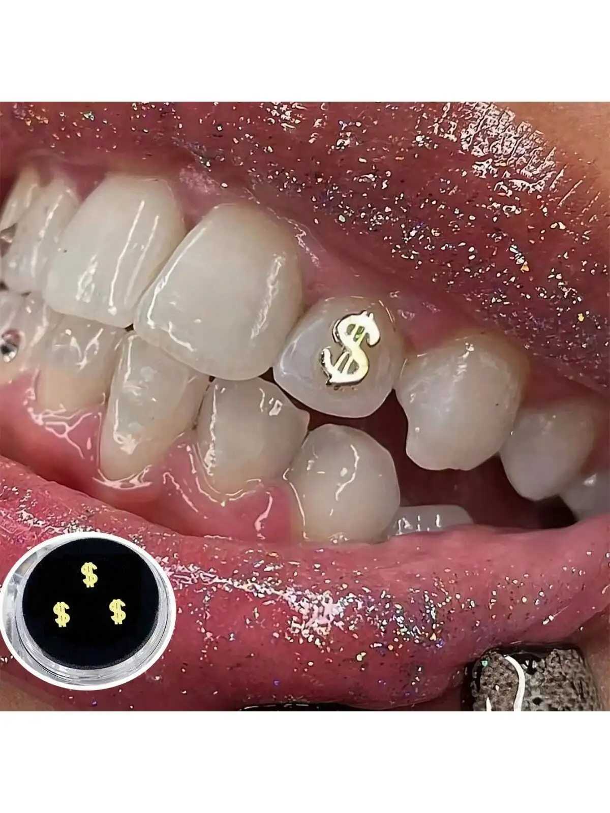 Exquisite dollar symbol teeth metal foil teeth Grilz teeth jewelry decoration alloy hip-hop style sparkling jewelry W250412