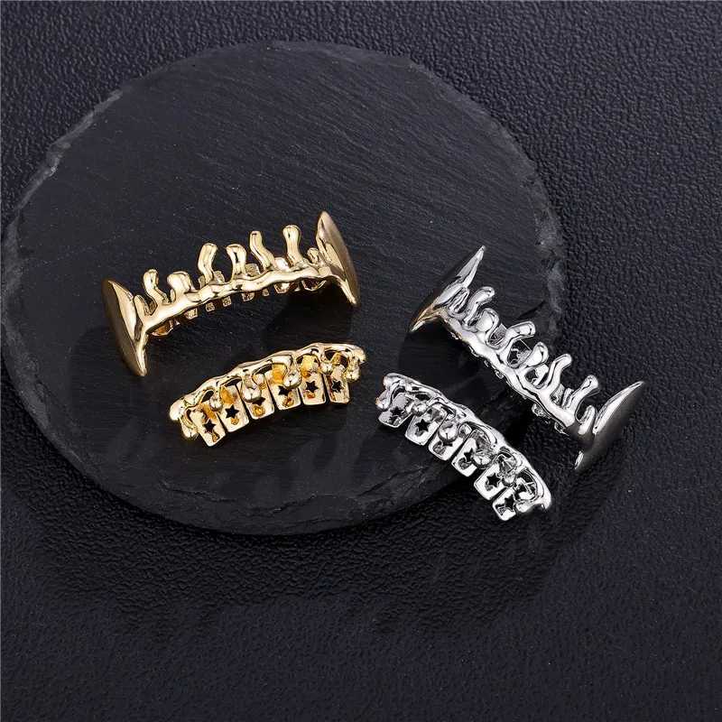 D Z New Tooth Scrub Set suitable for unisex top bottom mouth gold silver tooth scrub tooth cap removable teeth fashion jewelry W250412