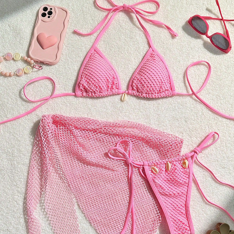 Women's Clothing Mesh Three Piece Split Bikini Swimsuit