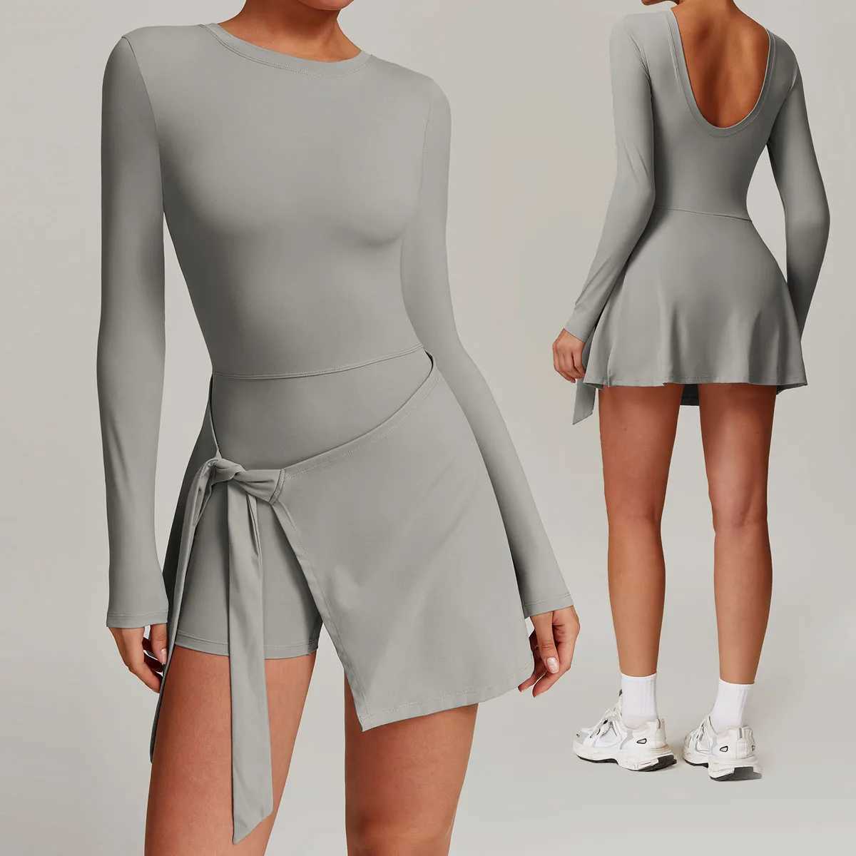 New Women Fake Tow skintight sports dress sexy split strap tennis dress Yoga Jumpsuit Gym Golf Skirt Dance Ballet Sports Dress J251112