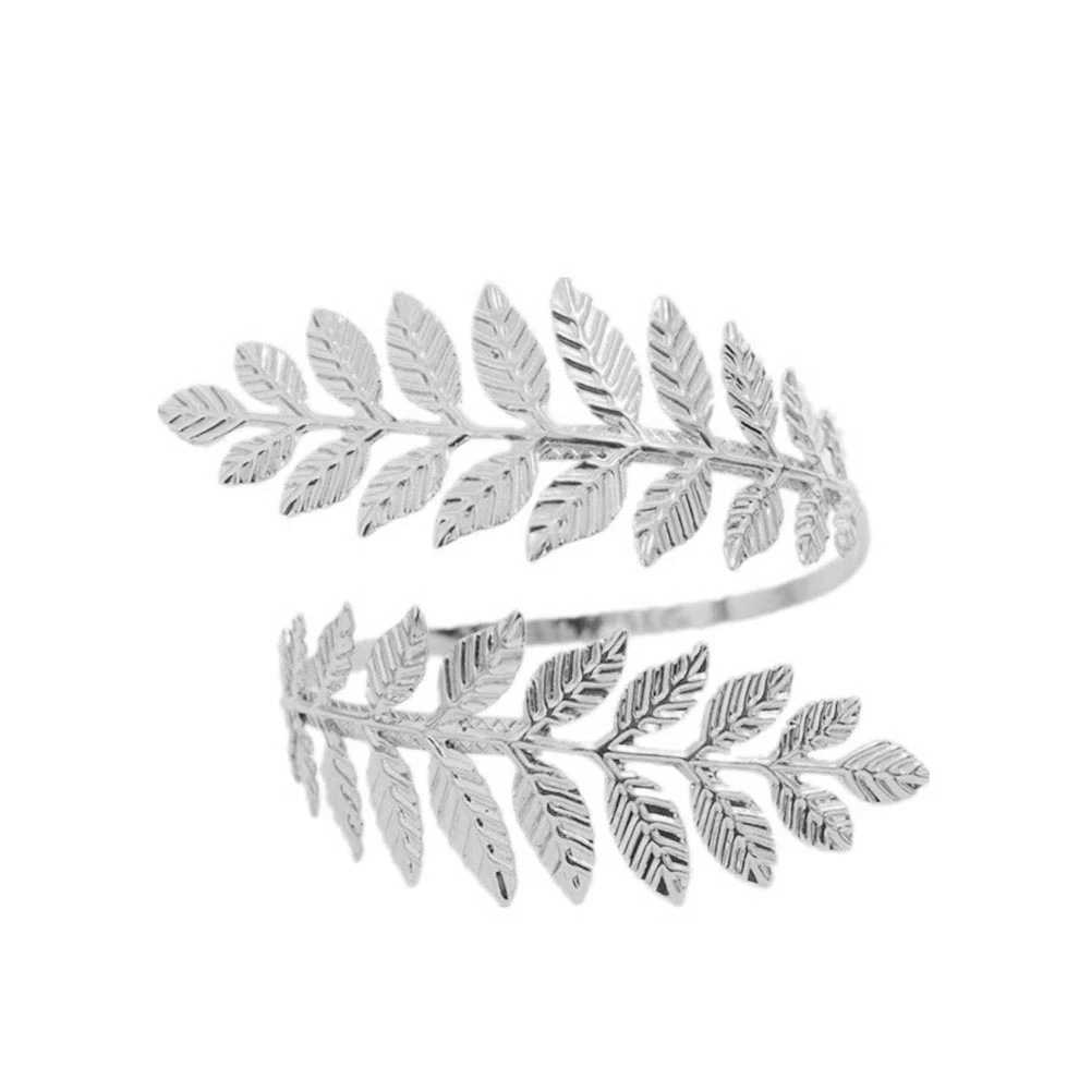Vintage Metal Greek Roman Laurel Leaf Bracelet Armband Upper Arm Cuff Armlet Festival Bridal Belly Dance Jewelry DropshippingC250411