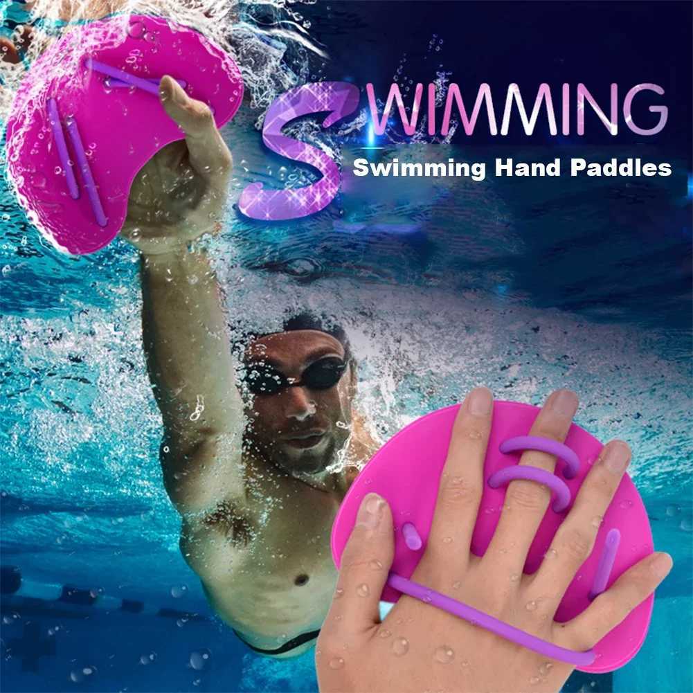 Swimming Paddle Adjustable Adult Swimming Pool Sports Professional Training Finger Hand Mesh Glove Paddle EquipmentY250412