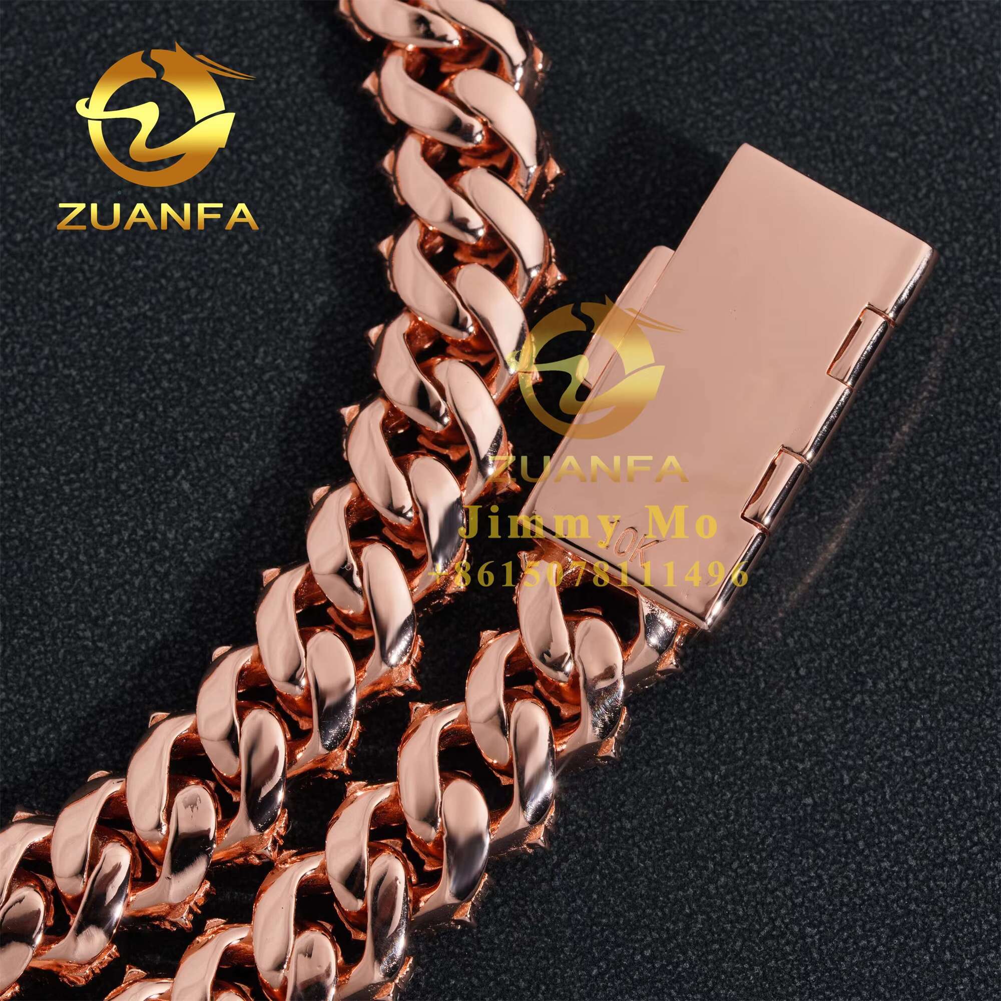 14mm Two Rows Pass Diamond Tester 925 Silver Rose Gold Plated Iced Out Hip Hop Flawless Moissanite Diamond Cuban Link Chain