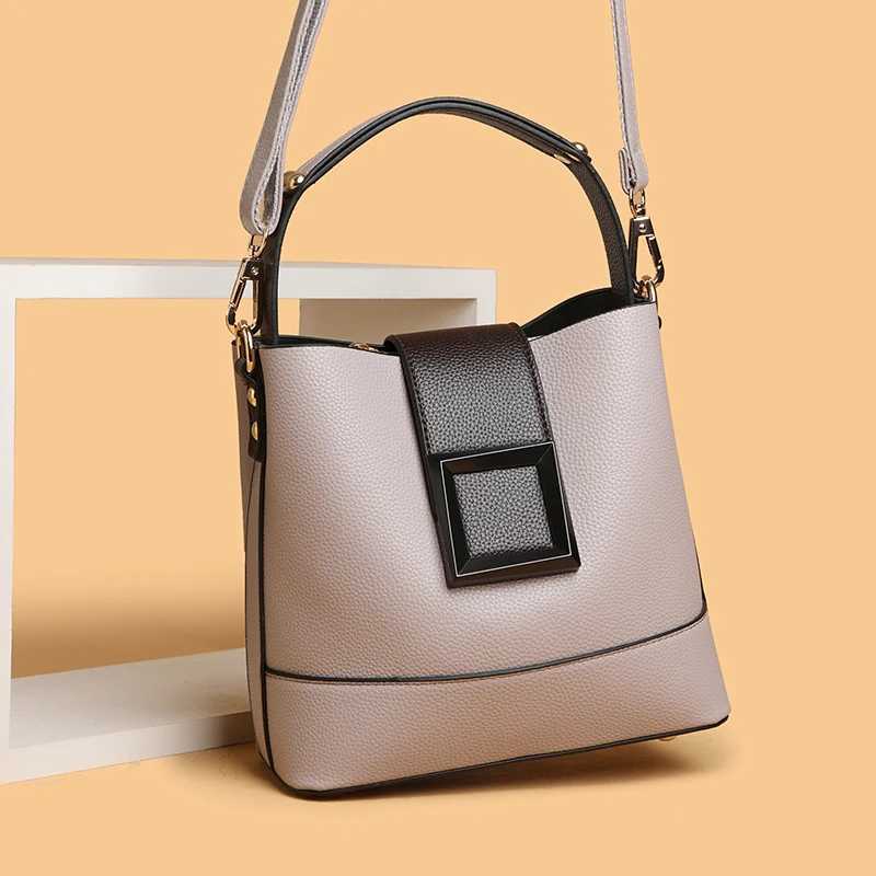 FI PU Leather Womens Handbag Brand Designer Womens Cross Body Bag New Luxury Casual Womens Small Bucket Bag and WalletXJ250412