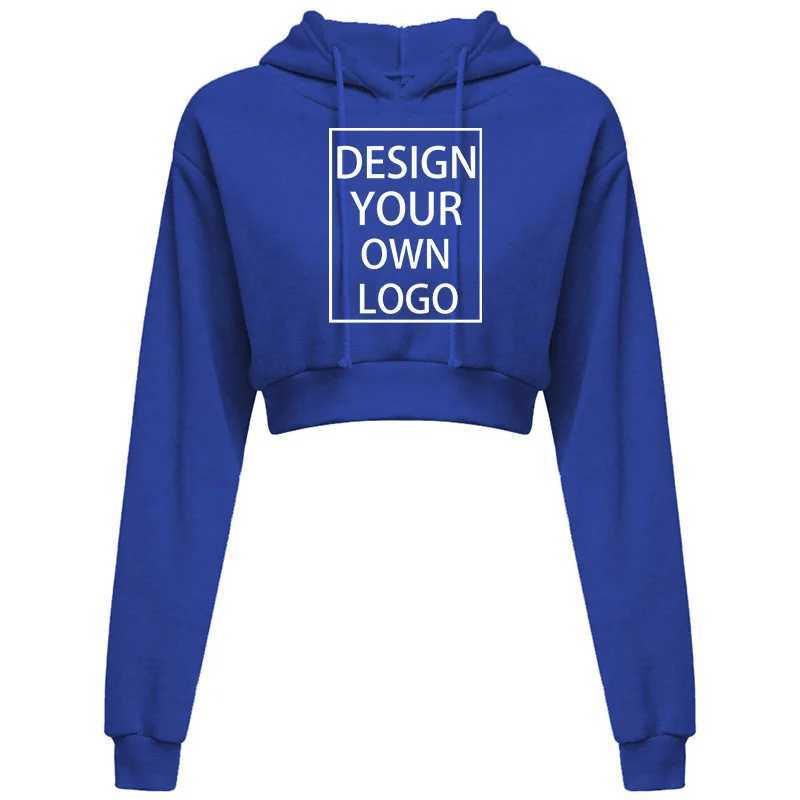 POD customization Customized New Fashion Women Hoodie Sweatshirt Short Top Coat Sport Pullover Hooded Tops Female Autumn Winter Crop Top HoodieT251112