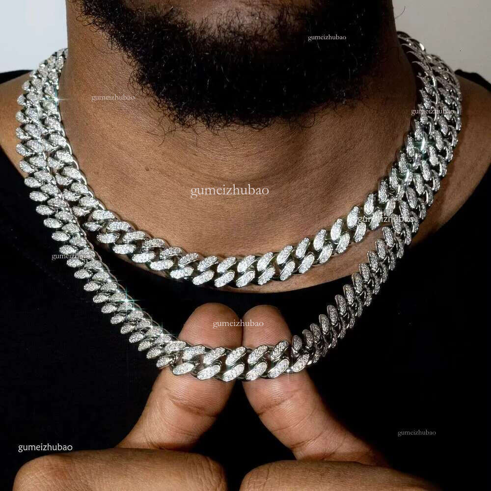 Qianjian 10k Gold Cuban ks Chains 24 Inches 6mm Iced Out Lab Grown Dias Necklace