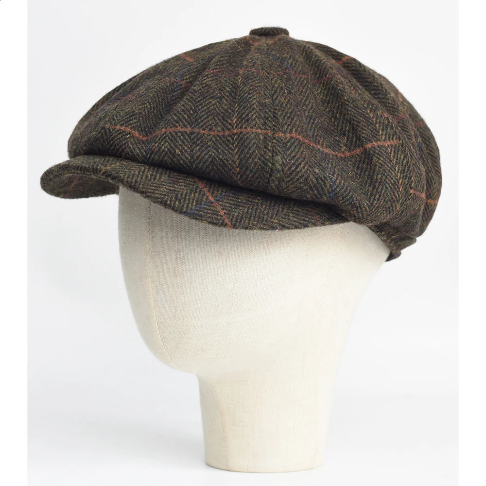 Autumn Winter Thick Warm Wool Herringbone sboy Cap Men Cabbie Beret Hats Octagonal Hat Detective Hats Retro Driver Flat Caps 250403