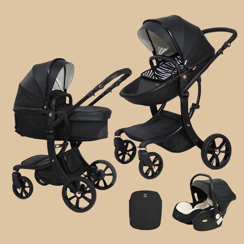 3-in-1 high field of view baby stroller with car seats luxury baby stroller two-way seats sitting and lying newborn baby stroller W250411