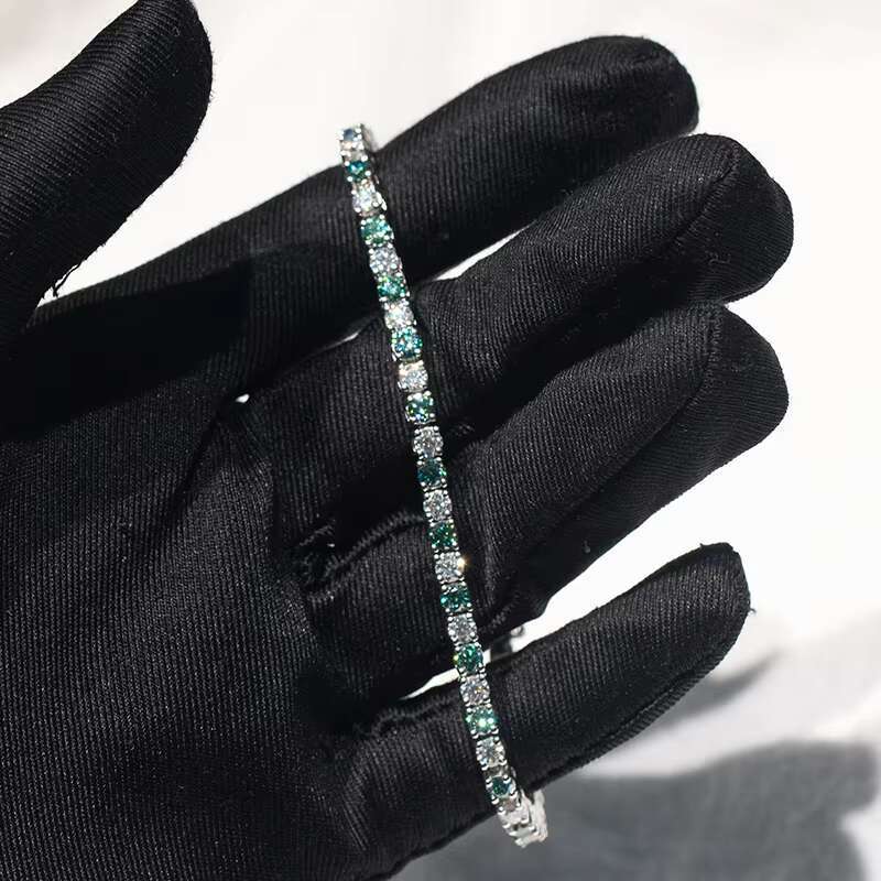 Luxury Jewelry Bracelet 925 Silver 3mm Two-color Moissanite Iced Out Tennis Bracelet