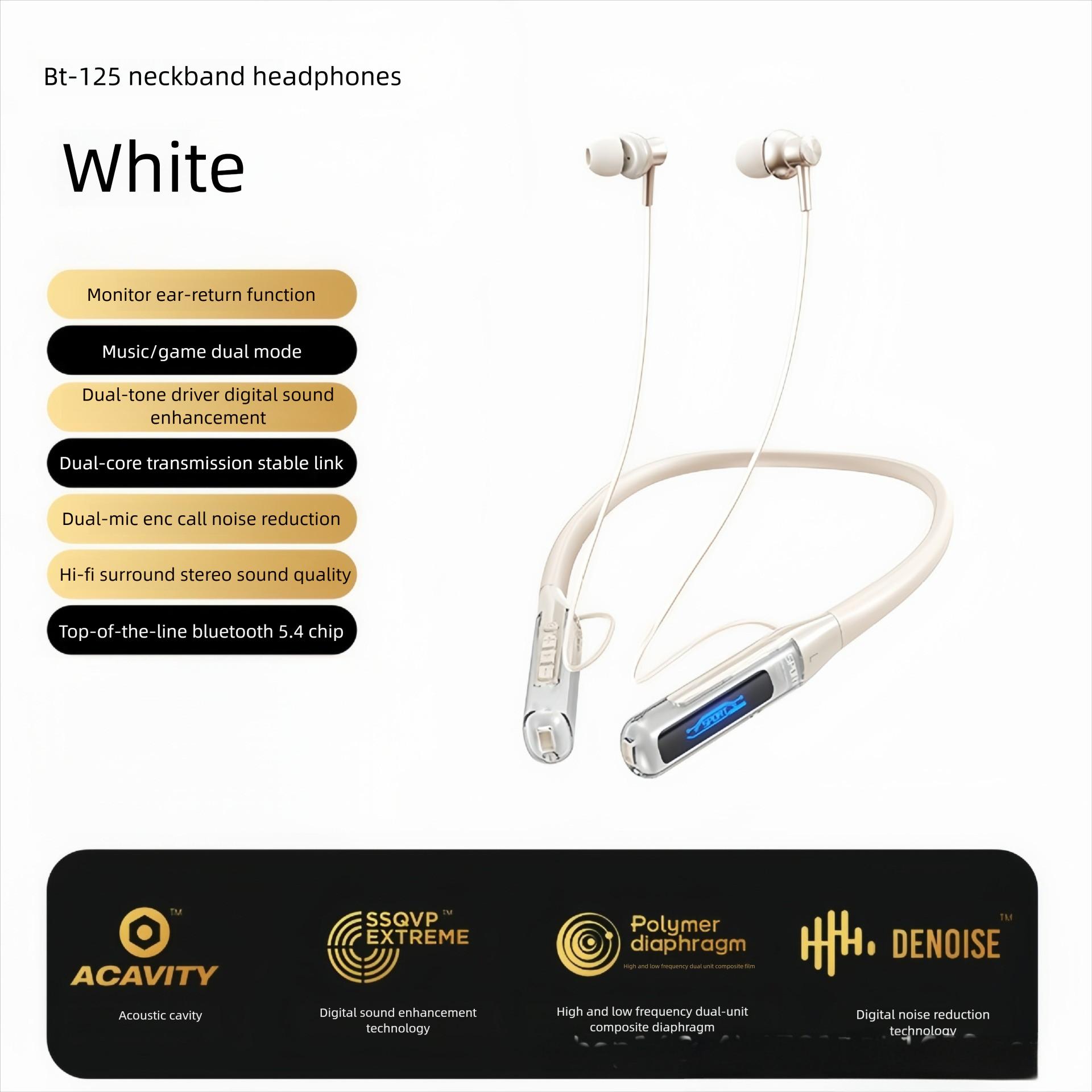 BT125 Gaming & Sports Bluetooth Neckband Headphones, ENC Wireless Earbuds with long endurance and Digital Display, IPX5 Waterproof for Mobile Gaming &