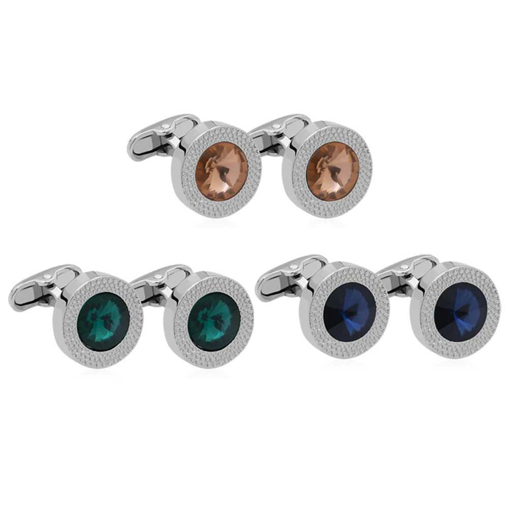Blue green crystal tapered cufflinks mens classic brand prism cufflinks designer high-quality mens shirt tapered cufflinksT250412