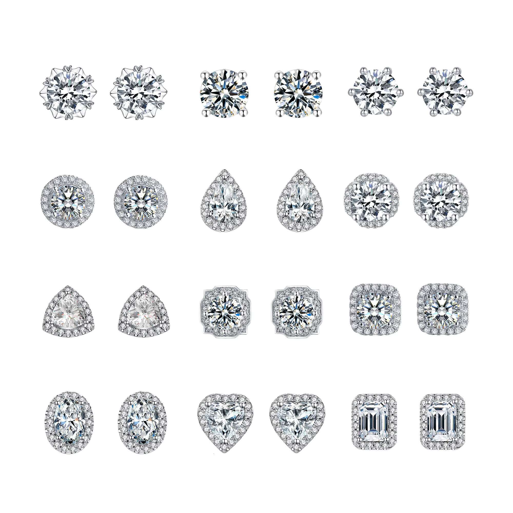 Custom Vvs Moissanite Diamond Fine Jewelry 925 Sterling Silver Moissanite Stud Earrings for Women
