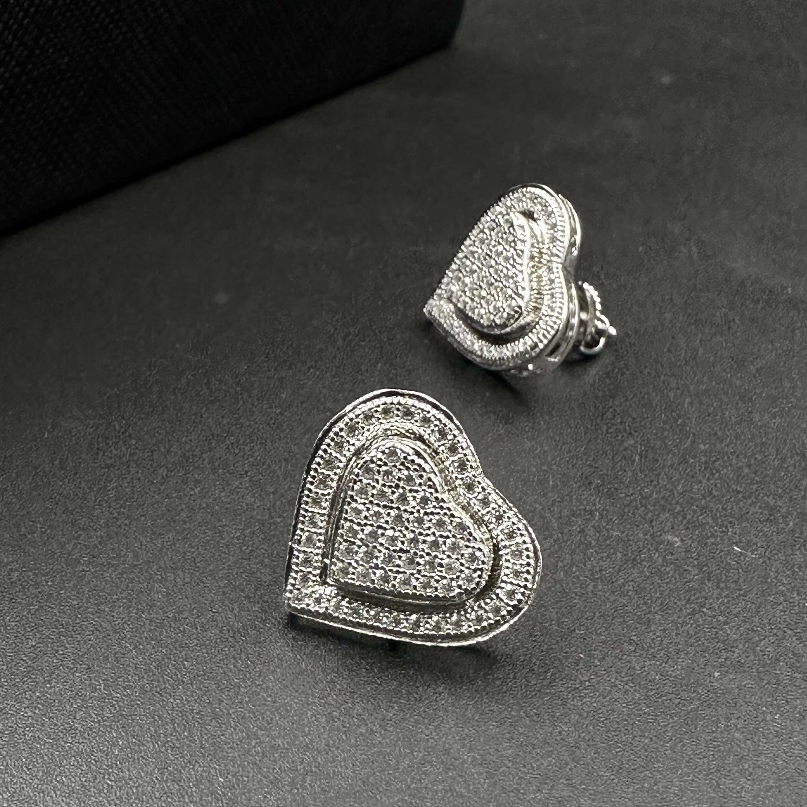 New Trend Double Heart Moissanite 925 Sterling Silver Iced Out Women Cluster Earring Stud Cluster Jewelry Custom Moissanite Earring