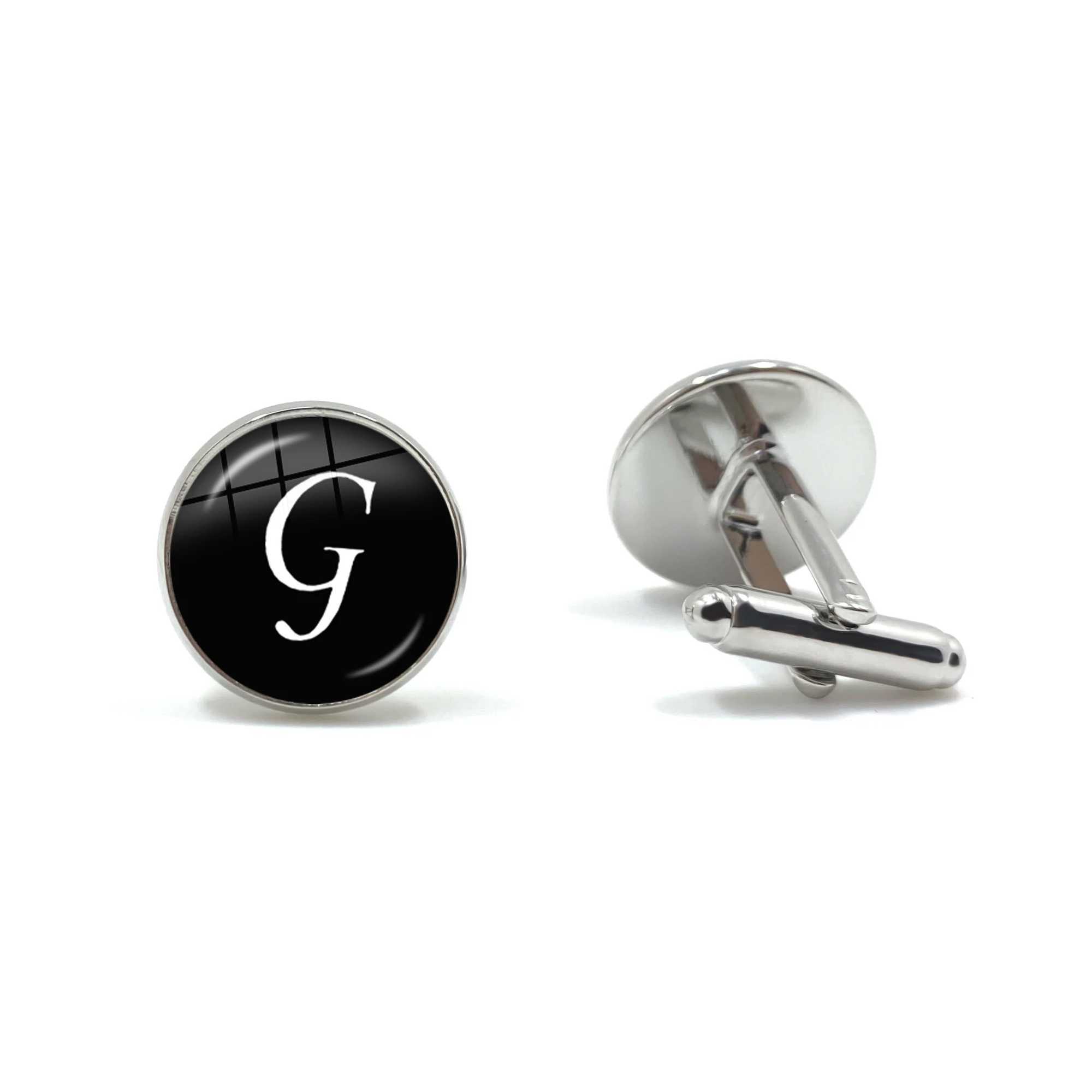 Mens Fashion A-Z Single Letter Cufflinks Silver Letter Cufflinks Mens Gentlemens Shirts Wedding Cufflinks GiftT250412