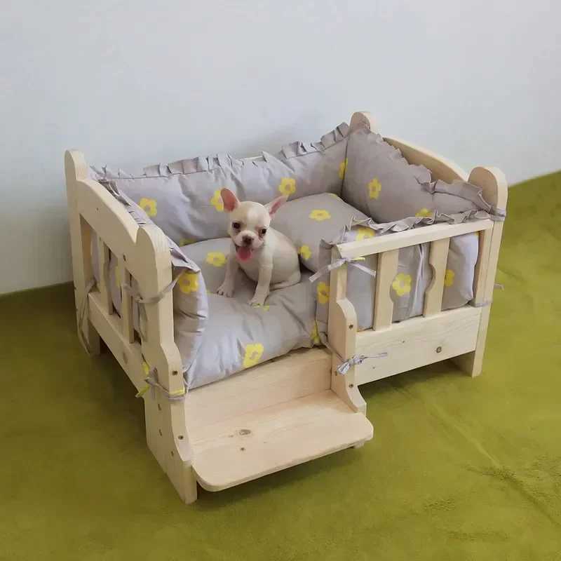 Pet bed small pet bed small dog bed solid wood pet supplies X250412