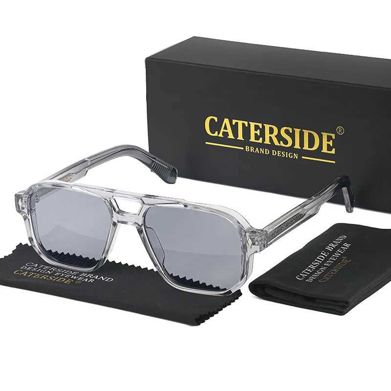 CATERSIDE Vintage Punk Sunglasses Men Flat Top Double Bridges High Quality Sun Glasses Women Travel Party Festival Eyeglasses Z250411
