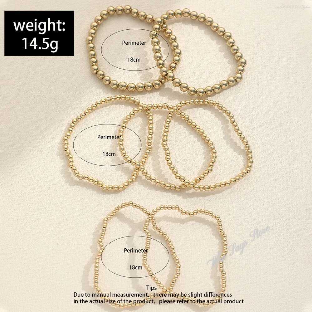 Trend Stretch Stainless Steel Bracelets Gold Sliver Color 2MM 5MM 8MM Stacked Ball Beaded Bracelet For Women Men JewelryC250411