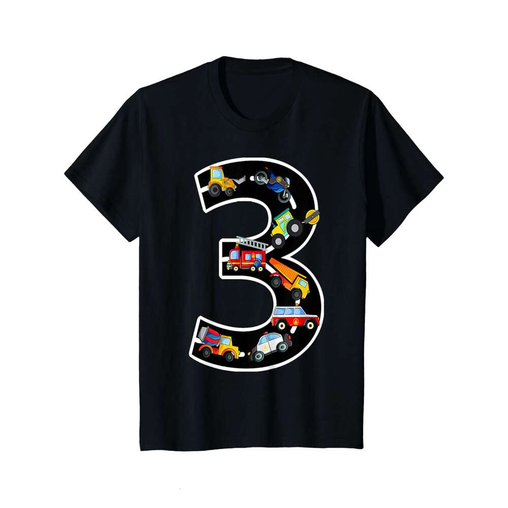 Designer T shirt 3rd Birthday T-Shirt Boys Cars Vehicles 3 Years Birthday - 220g T shits