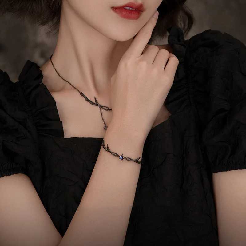 Gothic Punk Dark Style Black Bracelet Ladies Simple Charm Casual Jewelry GiftC250411