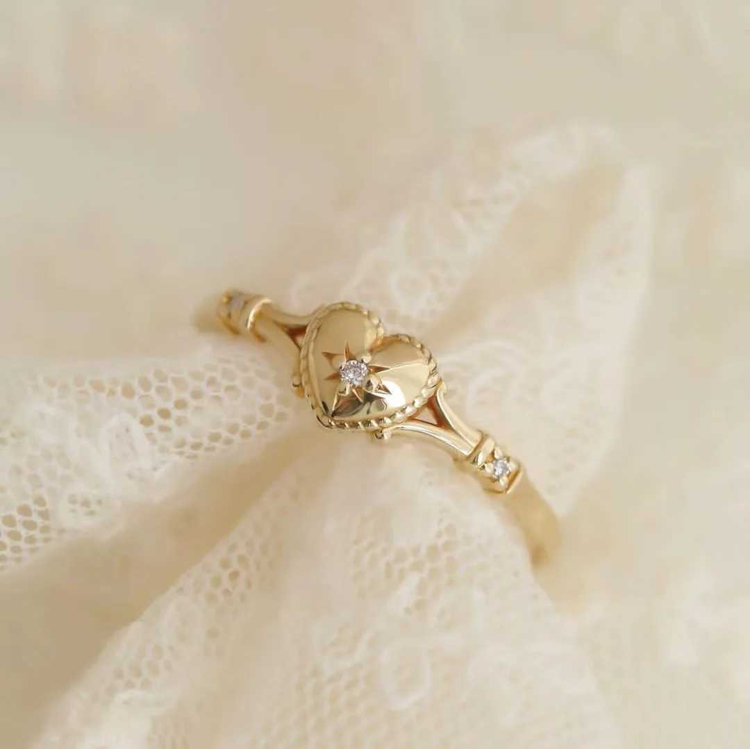 Hot selling gold-plated stainless steel ring womens heart-shaped ring jewelry accessories wholesale size 6-11XJ250412
