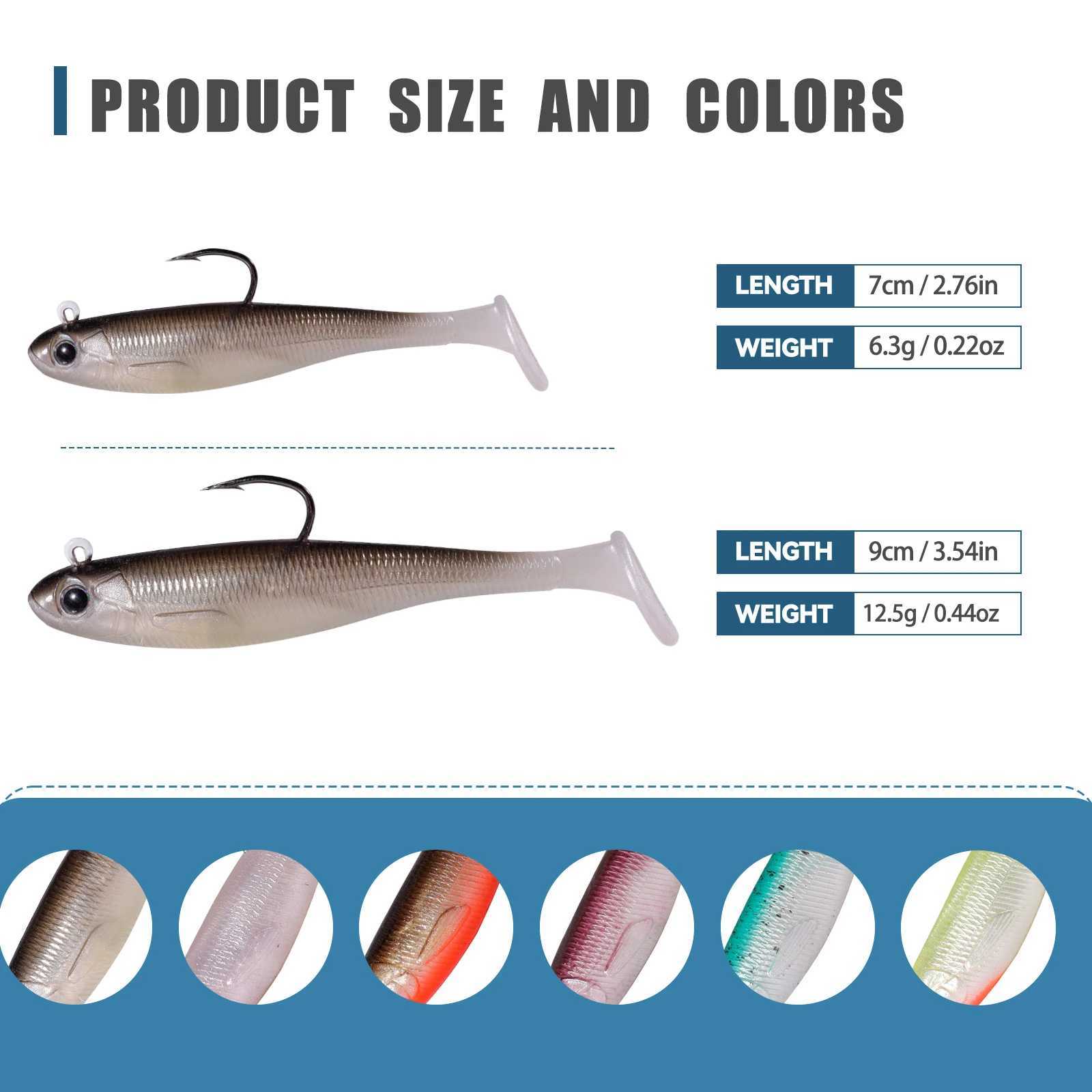 9KM 6Pcs Fishing Soft Lures 6~12.5g Jig Head Soft Fishing Lure Bass Freshwater Perch Paddle Tail Swimbait Fishing Bait Trout Z250411