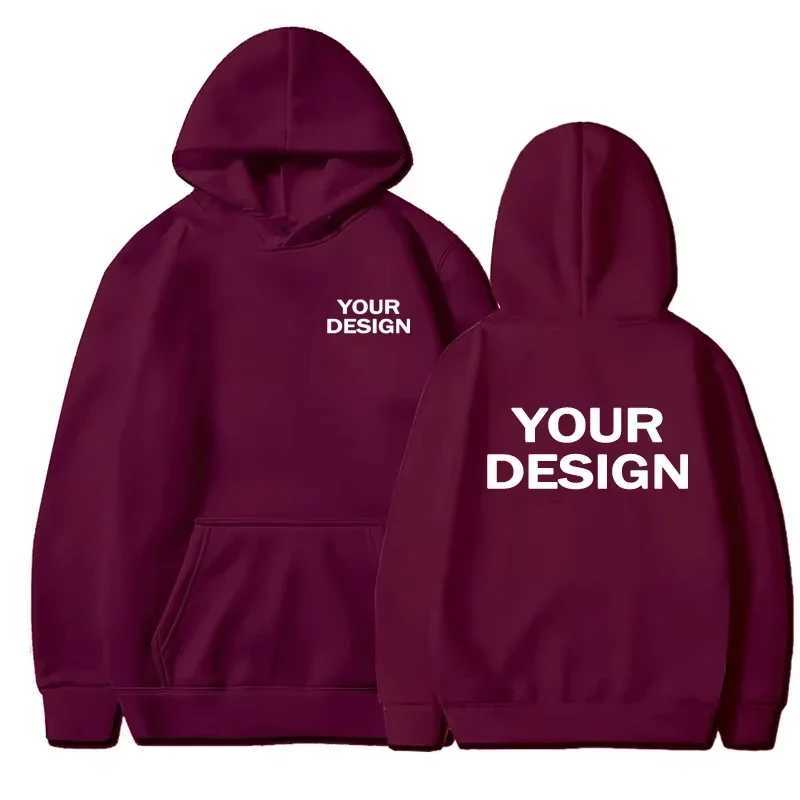 POD customization 2025 Custom Prints Mens Womens Hoodies Loose Casual Wear Solid Color Hoodies Long Sleeve Hooded Personality Streetwear SweatshT25111