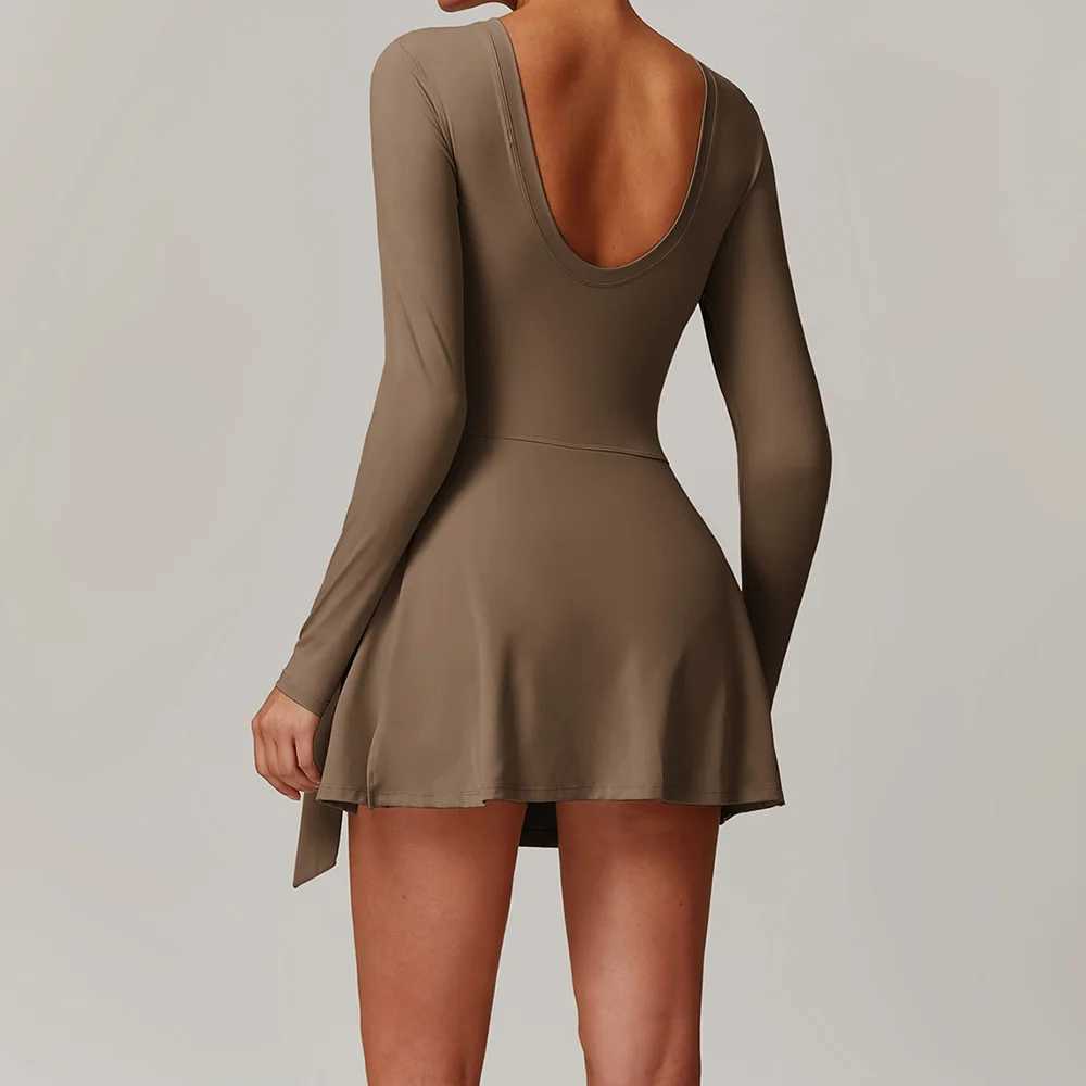 Womens Gym Jumpsuit Fitness Suit Short Sets V Back Sports Overalls Tracksuit Yoga Clothing Tennis Skirt Workout Sportswear J251112