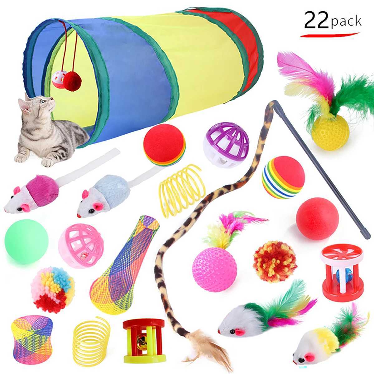 Cat Toy Set Cat Play Tunnel Mouse Shape Ball Folding Chat Fun Cat Tent Mouse Supplies Simulated Fish Cat Accessories Y250412