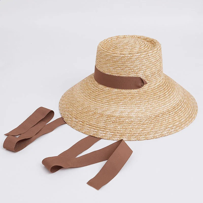 Women Wide Brim Straw Hat with Chin Strap Summer Sun Hats UV Sun Protection Beach Hat Wind Lanyard UPF Derby Travel Hat 250408