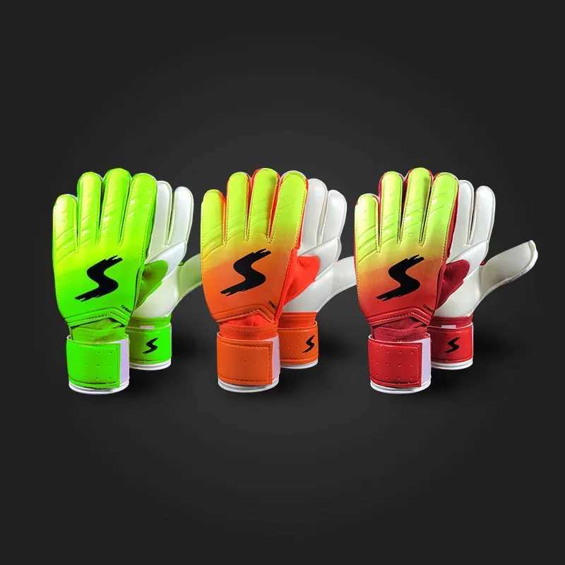 New type of football goalkeeper gloves gradient colored latex gloves with finger protection gloves for womenXJ250412