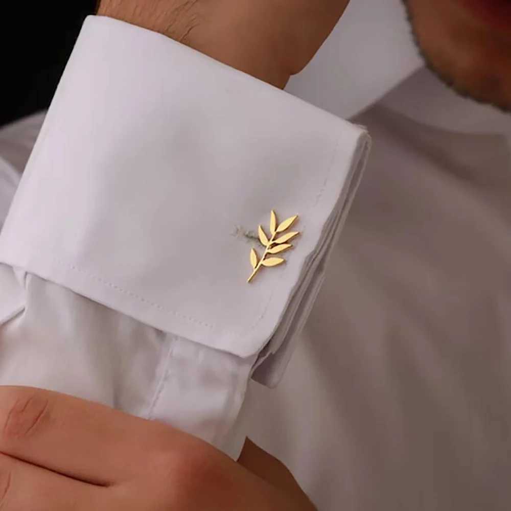 Personalized olive branch pattern cufflinks fashionable stainless steel customized cufflinks Fathers Day husband giftT250412