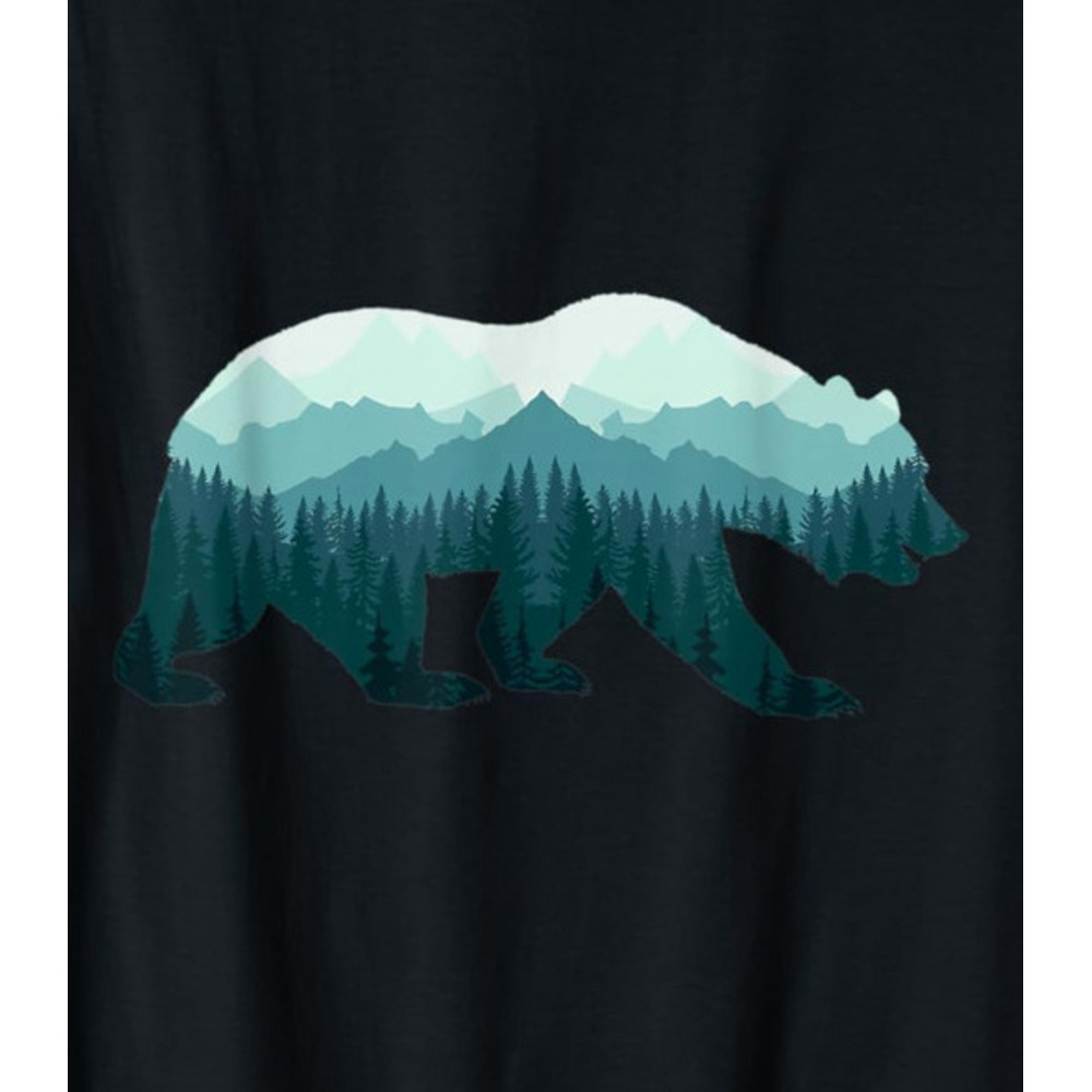 T shirt for Mens Bear Double Exposure Surreal Wildlife Animal Gift Graphic Tee Casual Tops Clothes Short sleeve Fashion Trends
