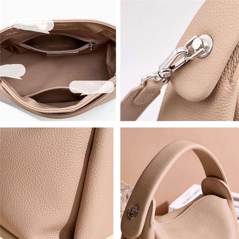 Designer Bag Hifashion Cowhide Genuine Leather Small Shoulder Bags For Women 2025 Designer Work Bucket Tote Crossbody Ladies Handbags