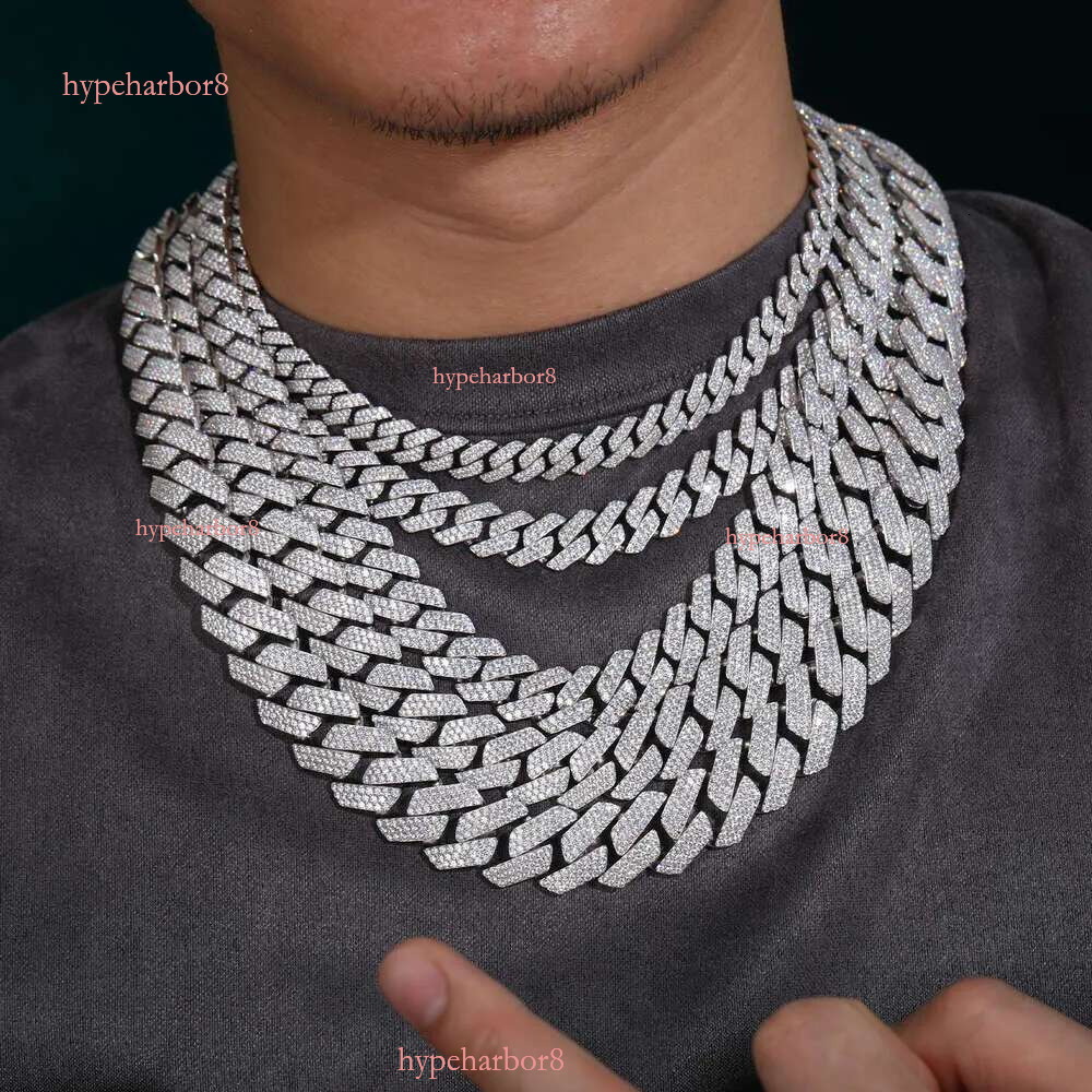 High Quality Cubana Hip Hop Jewelry 16mm 18mm Sterg Sier VVS Moissanite Dia Iced Out Cuban k Chain Necklace For Men