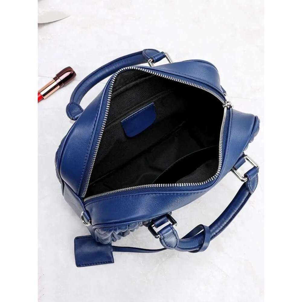 Genuine Leather Women Handbag Fashion Single Shoulder Crossbody Bag Real Sheepskin Design Boston Bags Ladies Tote