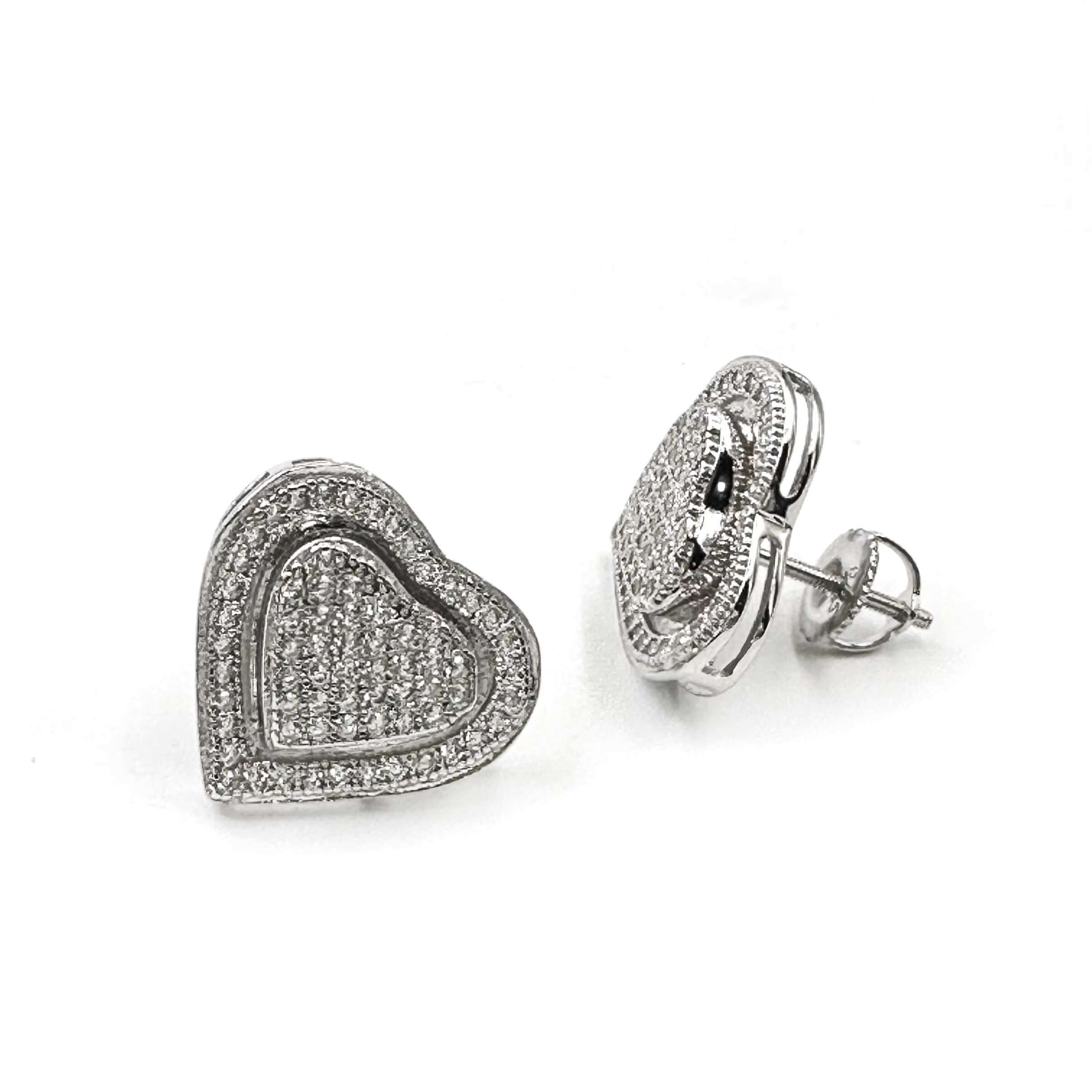 New Trend Double Heart Moissanite 925 Sterling Silver Iced Out Women Cluster Earring Stud Cluster Jewelry Custom Moissanite Earring