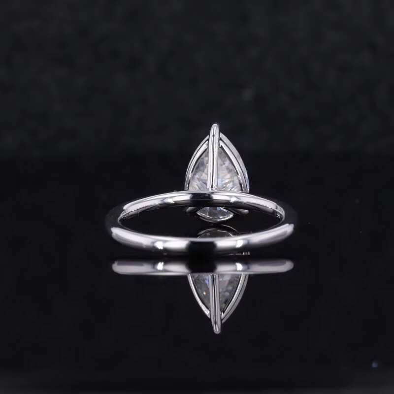 Starsgem D VVS 6.5*9.5mm Pear Crushed Ice Cut Moissanite in 14k Gold Ring