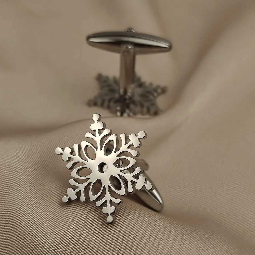 2 Snowflake cufflinks mens French shirt fashion cufflinks mens jewelry designer band Christmas giftT250412