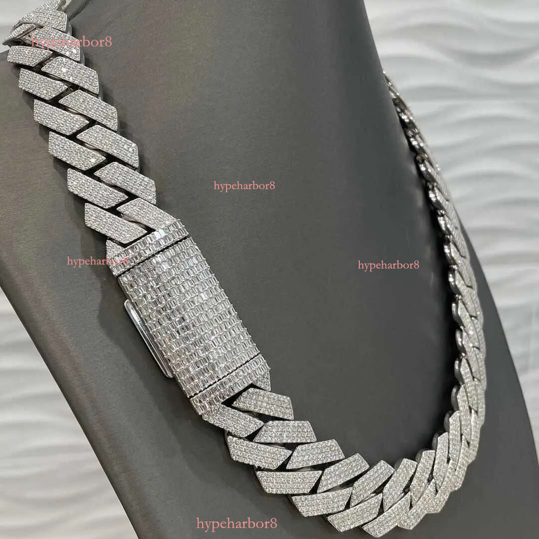 Mens Gold Chains 20mm Iced Out S Sterg Sier Necklace Prong VVS Moissanite Cuban k Chain