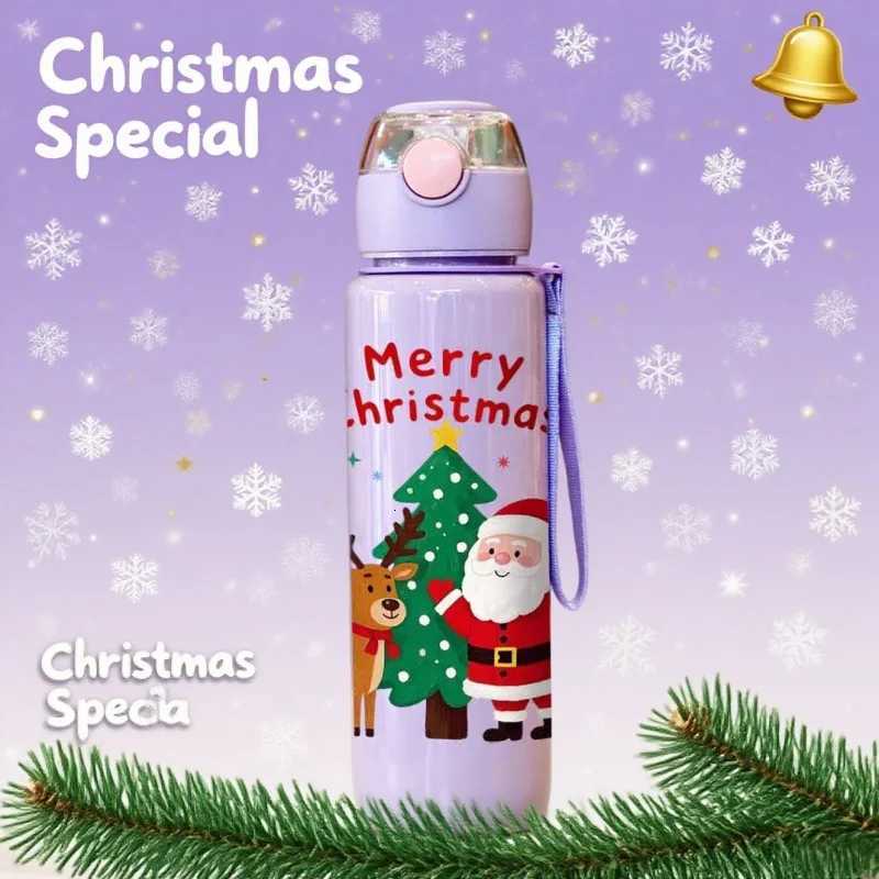 Christmas 3D Printed 700ml Christmas Water Bottle with Cute Santa Reindeer Design Cartoon Cute High Appearance Plastic Water Cup Y251112