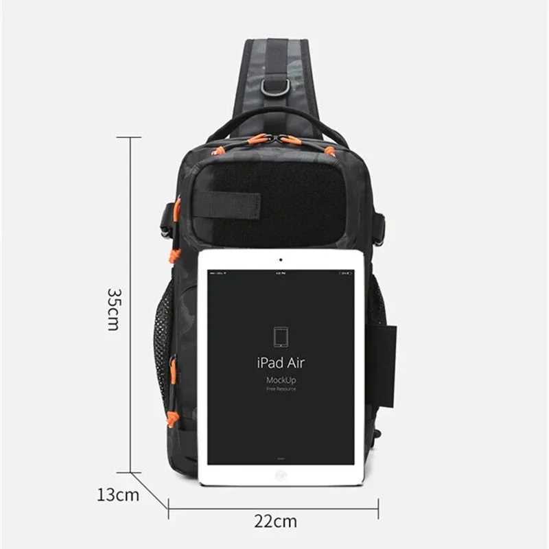 Tactical FIshing Bag Backppack Chest Sling Outdoor FIshing Lure Rod Men Sports Handbags Shoulder Laser Molle Hunting Hiking Bags Z250411