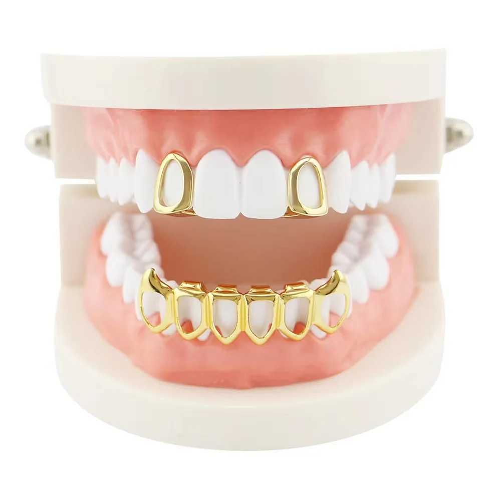 18K gold-plated hip-hop teeth Grilz hollow gold teeth Grills perfect Halloween mens accessories W250412