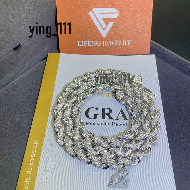 2023 New Arrival Hip Hop Jewelry 8mm Full Vvs Moissanite Iced Out S925 Rope Chain Mens Cuban Link Clasp Bracelet