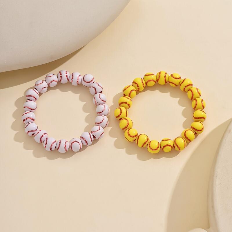 Baseball-Inspired Beaded Bracelet - Sporty and Fun Accessory