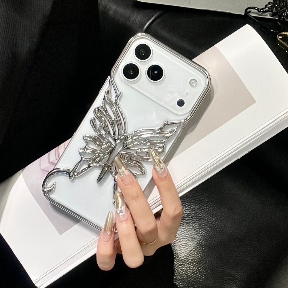 Frosted Borderless Butterfly Phone Case Compatible with iPhone 17/16 Pro Max Cartoon Protective Cover iPhone 15/14