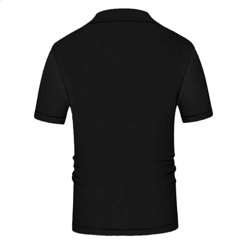 Summer clothing mens casual knitted patch work short sleeved polo shirt collar button breathable T-shirt fashionable M-3XL 250411