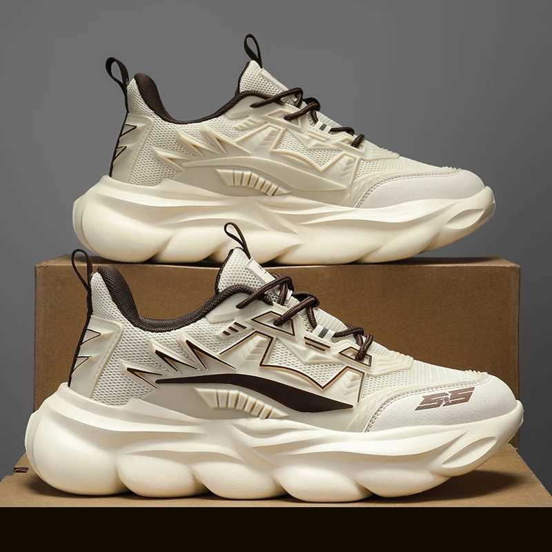 2024 Thick Sole Mecha Running Shoes Men Outdoor Jogging Sports Shoes Mesh Breathable Platform Walking Shoes Trend Sneakers Men Z250411